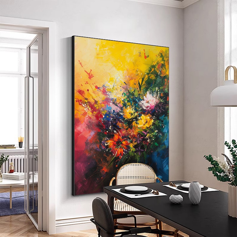 Original Floral Painting on Canvas, Large Abstract 3D Textured Blossom Flower Wall Art Custom Modern Fashion Living Room Home Decor Online