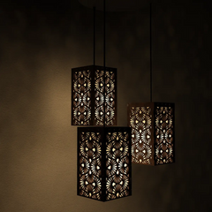 Floral Pattern Wooden Modern Lamp Hanging Ceiling Light For Home Decoration Living Room
