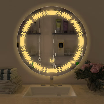 Modern Designer Led Rounded Shape Bathroom Wall Mirror