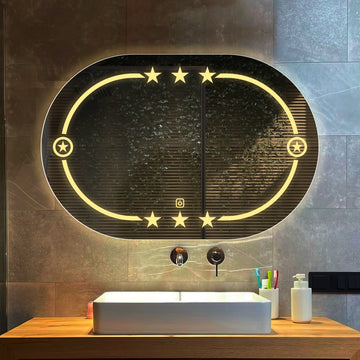 Beautiful Designer Twinkling Stars Pattern Bathroom Mirror With Led