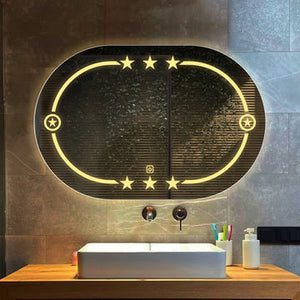 Beautiful Designer Twinkling Stars Pattern Bathroom Mirror With Led