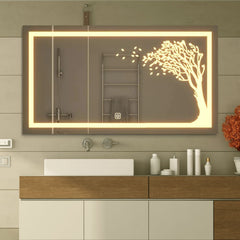 The Autumn Tree Led Rectangular Shape Bathroom Mirror