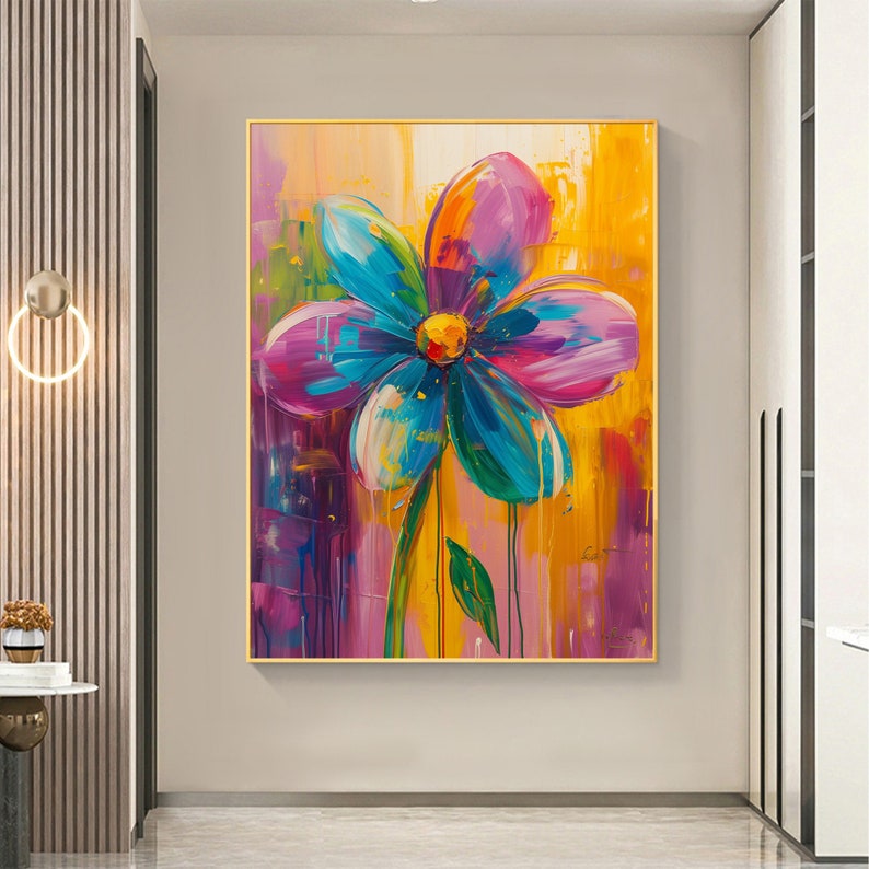 Original Butterfly and Flower Painting on Canvas, Large Abstract Minimalist Red Floral Landscapes Wall Art Modern Living Room Home Decor Online