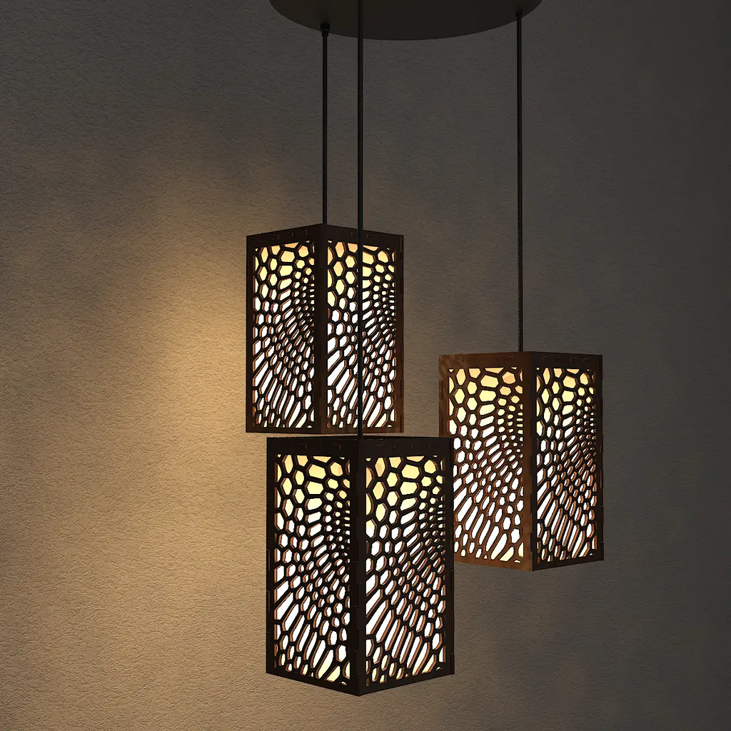 Circle Pattern Wooden Modern Lamp Hanging Ceiling Light For Home Decoration Living Room