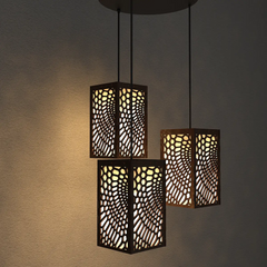Circle Pattern Wooden Modern Lamp Hanging Ceiling Light For Home Decoration Living Room