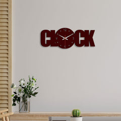 Clock Text Shape Designer Wooden Wall Clock