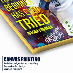 Roger Federer Never Give Up Cotton Canvas Wall Painting