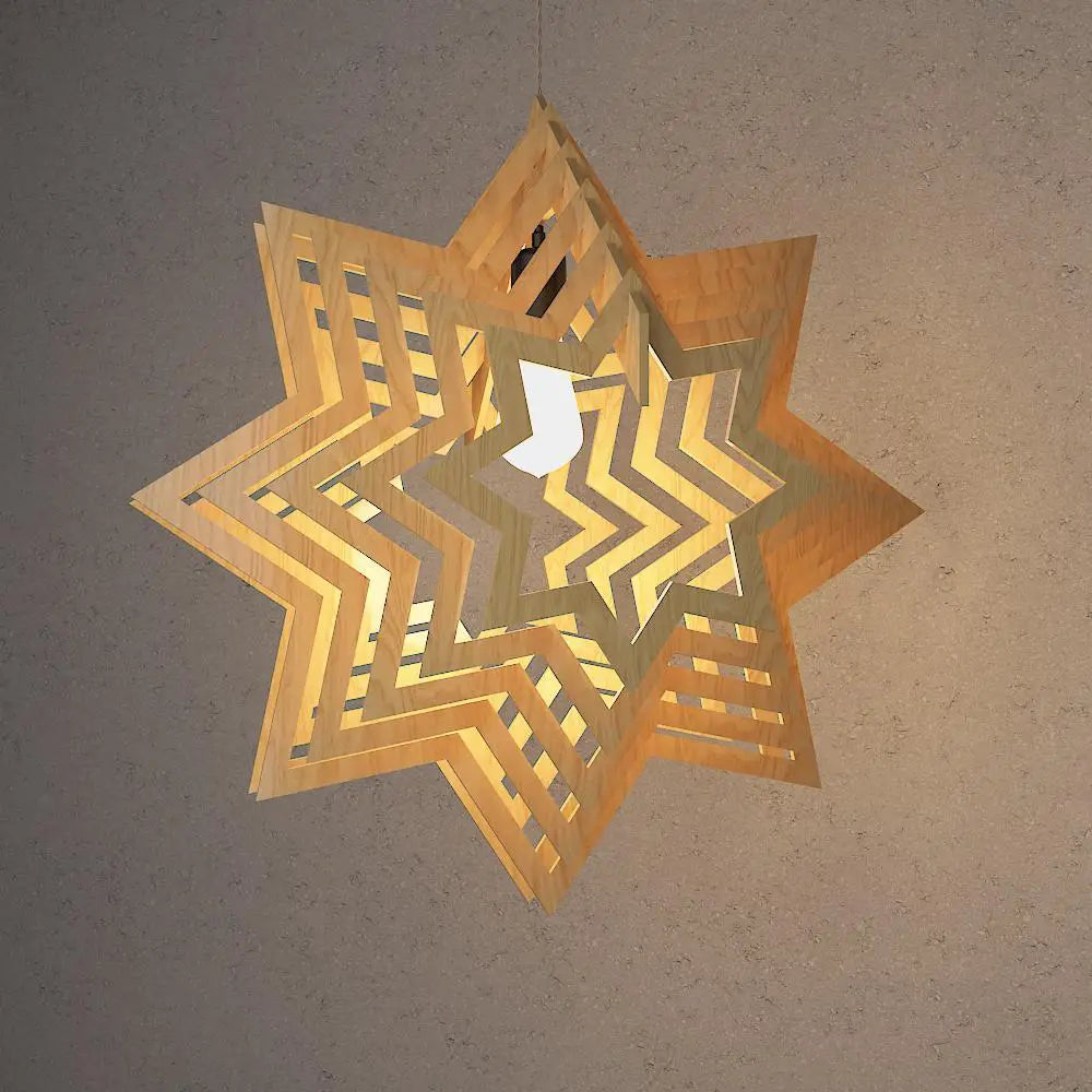 Modern Design Star Shape Wooden Ceiling Lamp For Home Decoration Living Room