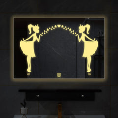 Minimalistic Designer Pattern Led Bathroom Wall Mirror