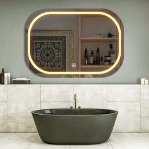 Modern Design Led Curved Rectangle Bathroom Mirror