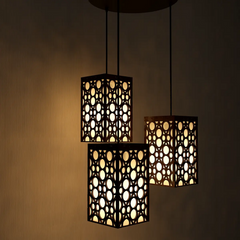 Round Pattern Wooden Modern Lamp Hanging Ceiling Light For Home Decoration Living Room