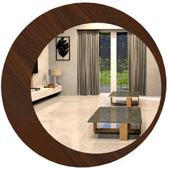 Minimalistic Round Shape Wooden Wall Mirror