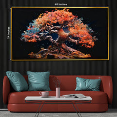 Tree of Autumn Colors Framed Crystal Glass Painting