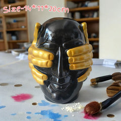 Human face Statue, Thinker Sculptures, Abstract Art Ornament, Modern Aesthetic Figurine Decoration, Suitable for Home Living Room Bedroom Office Shelf Table Desk Bookshelf Decor