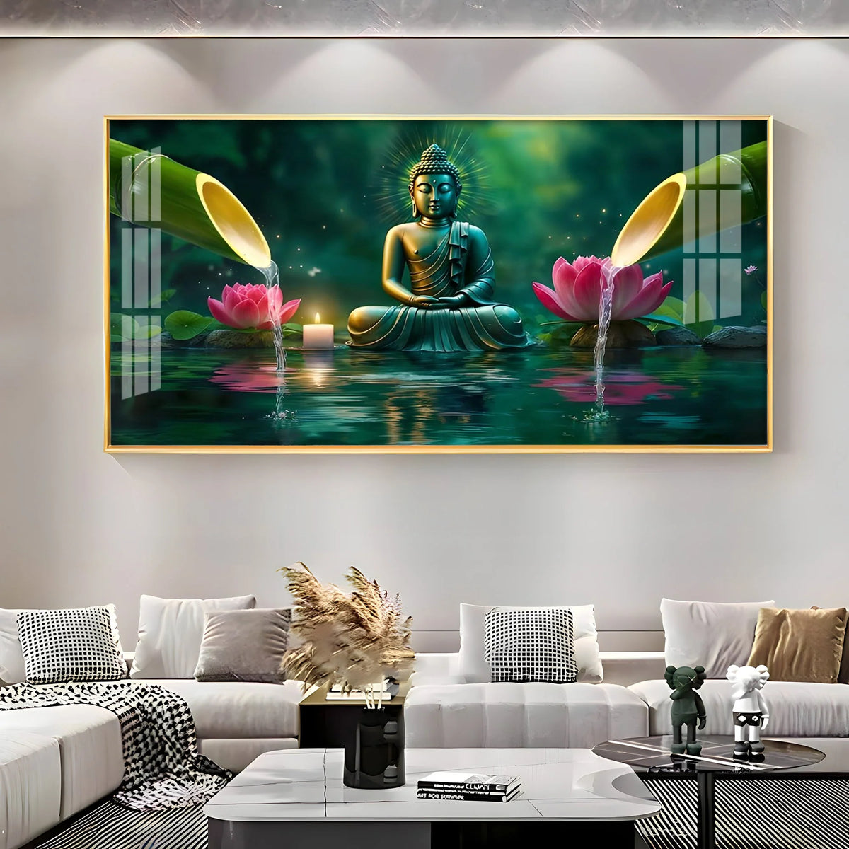 Cosmic Meditating Buddha Premium Acrylic Glass Painting