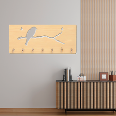 Modern Bird on Branch Unique Design Wall-Mounted Key Holder for Home Wall