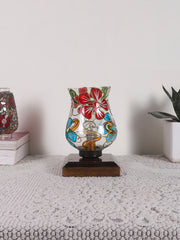 Mosaic Glass Table Lamp with wood Square Brown Base (NM23)