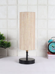 Wood Table Lamp with Off-white Cotton Shade (ACAP04)