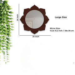Beautiful Flower Shape Designer Wooden Wall Mirror
