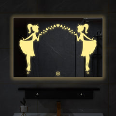 Minimalistic Designer Pattern Led Bathroom Wall Mirror