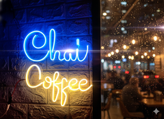 Chai Coffee LED Neon Sign for Cafe, Kitchen & Home Bar Wall Decor