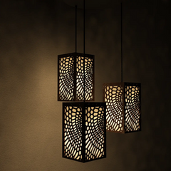 Circle Pattern Wooden Modern Lamp Hanging Ceiling Light For Home Decoration Living Room