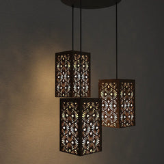 Floral Pattern Wooden Modern Lamp Hanging Ceiling Light For Home Decoration Living Room