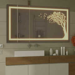 The Autumn Tree Led Rectangular Shape Bathroom Mirror