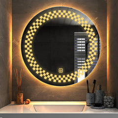 Classic Tringles Patten Shaped Led Rounded Shape Bathroom Wall Mirror