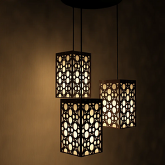 Round Pattern Wooden Modern Lamp Hanging Ceiling Light For Home Decoration Living Room