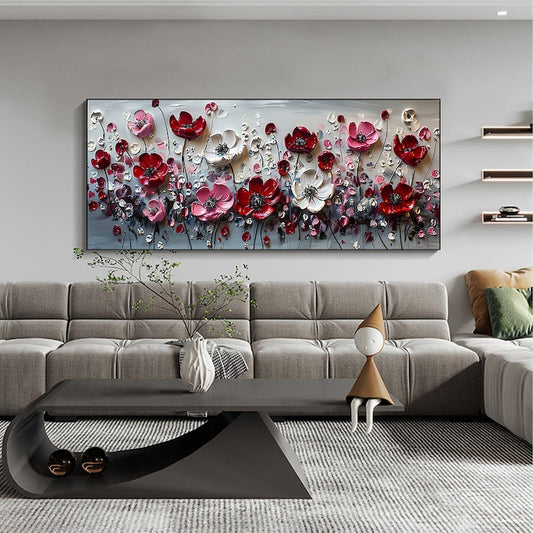 Abstract Flower Landscape Painting on Canvas Large Wall Art, Original Texture Floral Wall Art, Modern Bedroom Wall Decor Handmade Gift Online