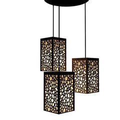 Wooden Ceiling Pendant Light Round Pattern Design Modern Lamp For Home Decoration Living Room