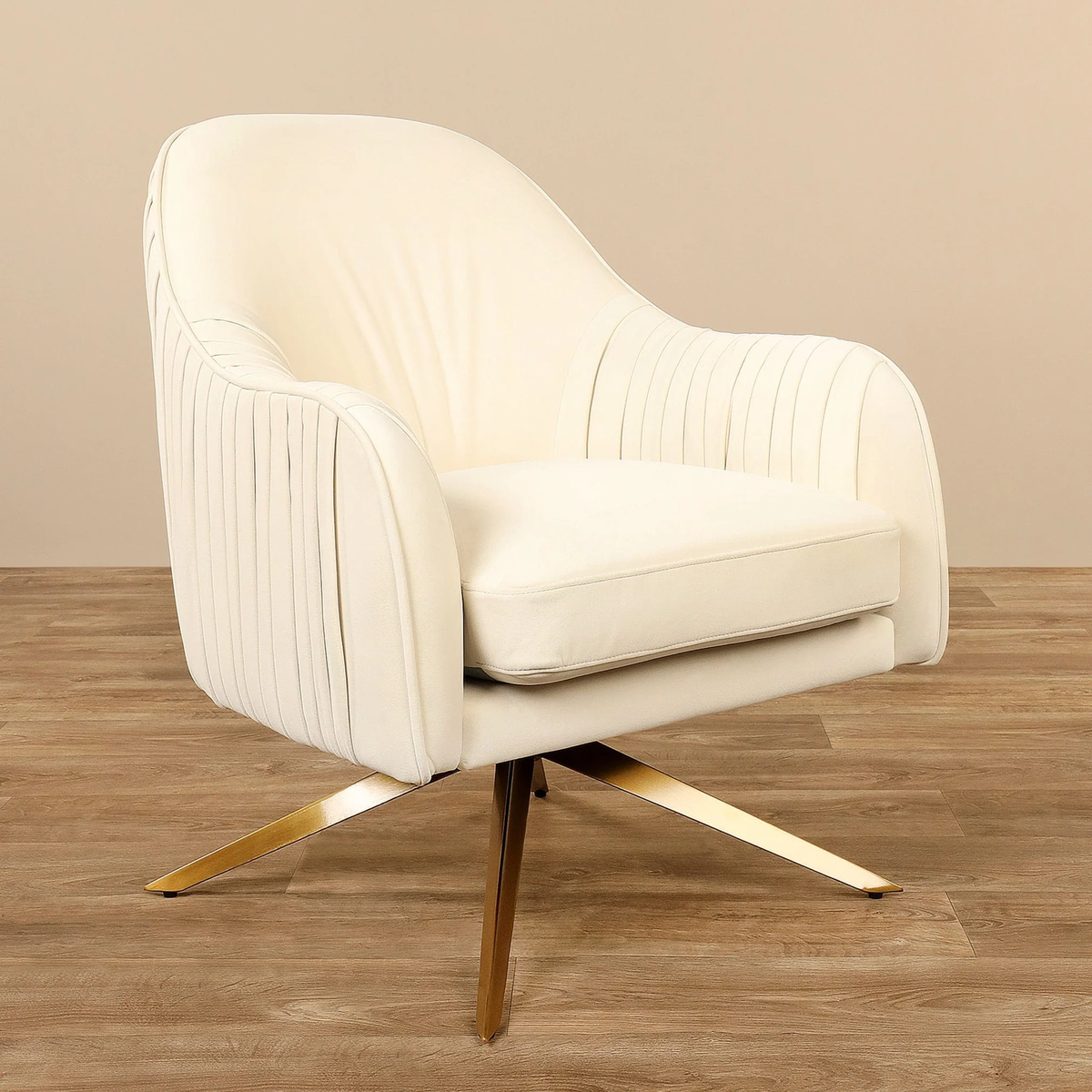 White Gladden Revolving Accent Chair