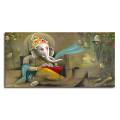 Auspicious Lord Ganpati Ganesha Canvas Wall Painting