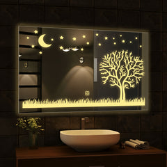 Rectangular Beautiful Moon Night Theme Based Led Bathroom Wall Mirror