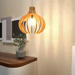 Modern Design Onion Shape Wooden Ceiling Lamp For Home Decoration Living Room