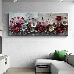 Large Abstract Flower Landscape Painting on Canvas Wall Art, Texture Wall Art,original Red Floral Wall Art Modern Wall Decor for Bedroom Online