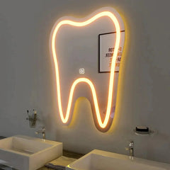 Tooth Shaped Decorative Led Mirror For Dentist Office