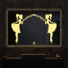 Minimalistic Designer Pattern Led Bathroom Wall Mirror