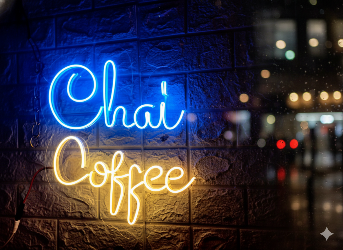Chai Coffee LED Neon Sign for Cafe, Kitchen & Home Bar Wall Decor