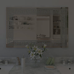 Designer Greek Key Motif Led Rectangular Bathroom Mirror