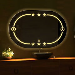 Beautiful Designer Twinkling Stars Pattern Bathroom Mirror With Led