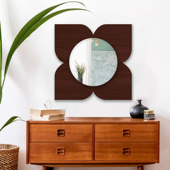 Beautiful Floral  Design Art Wooden Wall Mirror