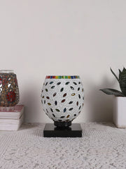 Mosaic Glass Table Lamp with wood Square Black Base (NM06)