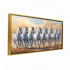 Premium 7 Running White Horses Wall Art