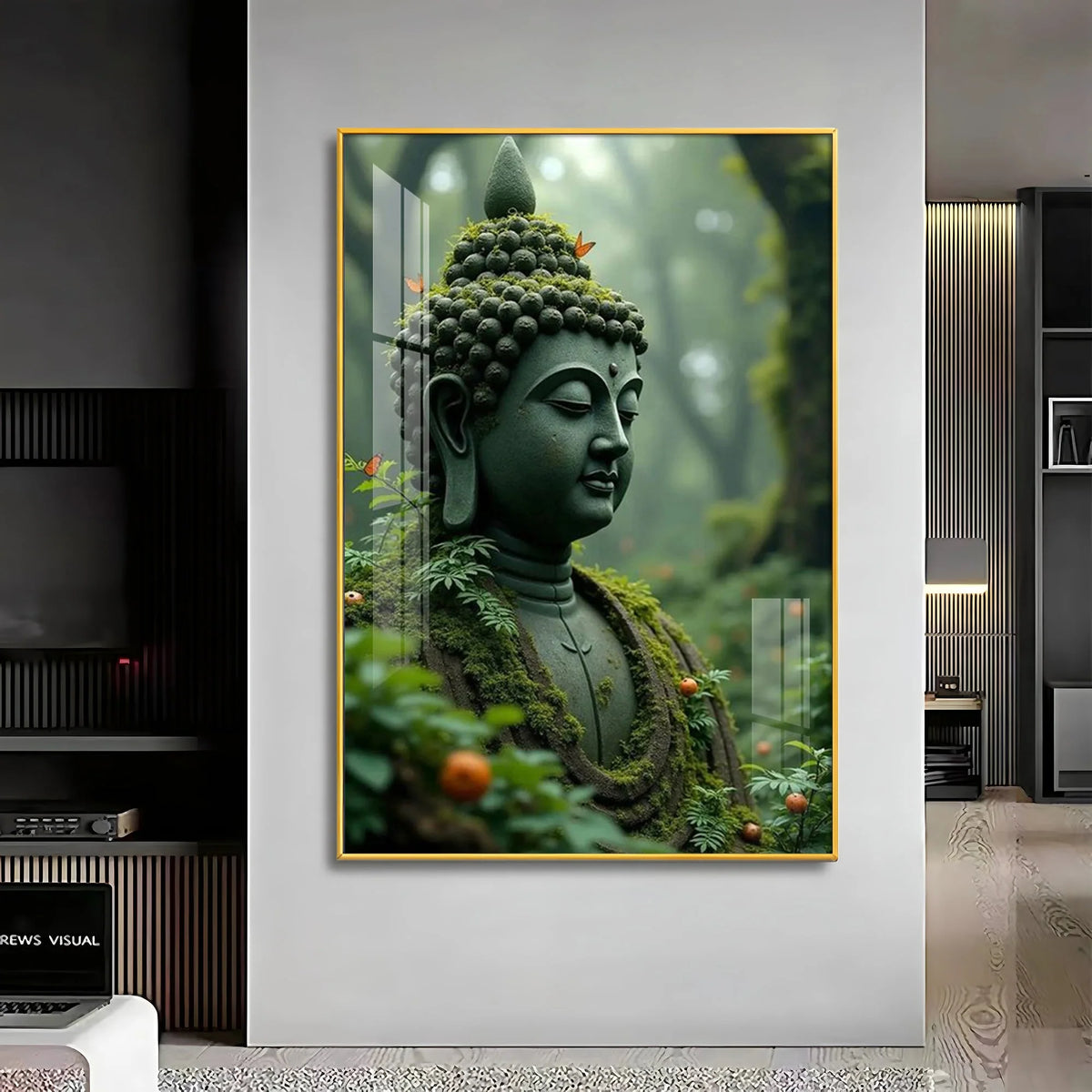 Ancient Stone Buddha Canvas Wall Art painting