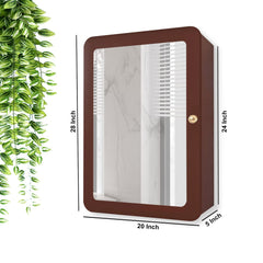 Premium Wooden Brown Bathroom Cabinet with Mirror & 7 Spacious Shelves