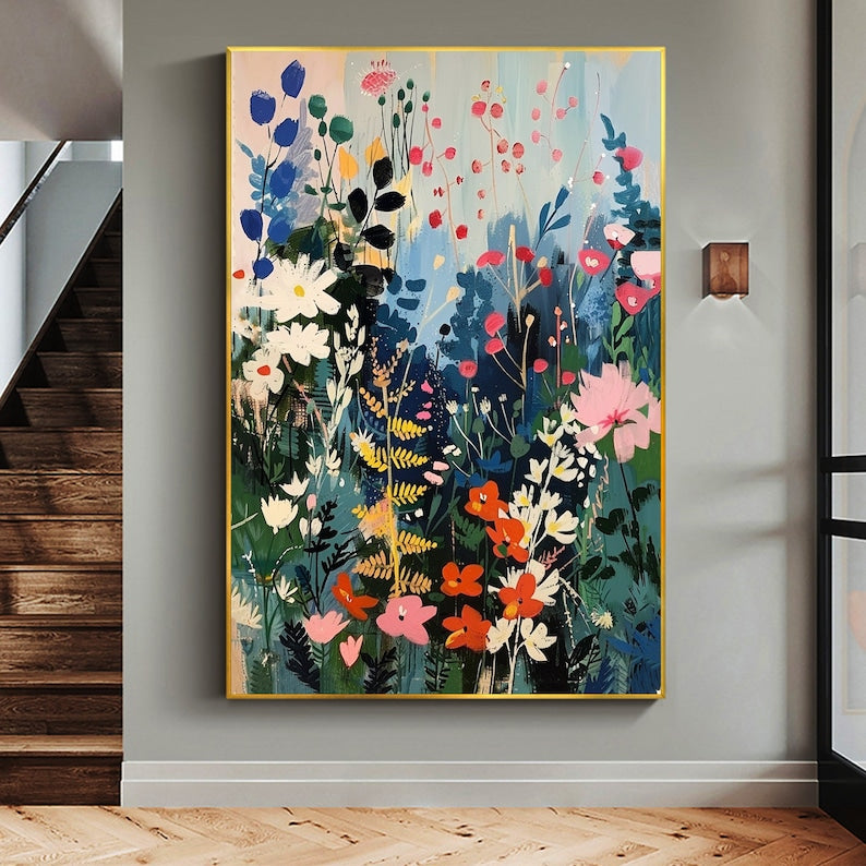 Abstract Blossom Tree Painting on Canvas, Original Large 3D Textured Flower Wall Art Custom Modern Trendy Fashion Living Room Home Decor Online