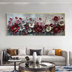 Large Abstract Flower Landscape Painting on Canvas Wall Art, Texture Wall Art,original Red Floral Wall Art Modern Wall Decor for Bedroom Online