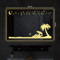 Rectangular Beautiful Beach Theme Based Led Bathroom Wall Mirror